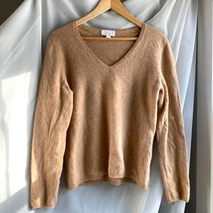 Charter Club 100% Cashmere Tan V-Neck Sweater Large Luxe Minimalist Capsule Warm